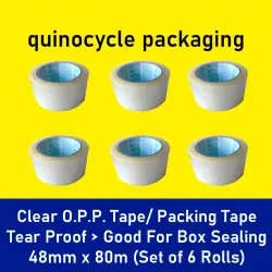 Packing Tape 48mm x 80m (Set of 6 Rolls) - Quinocycle
