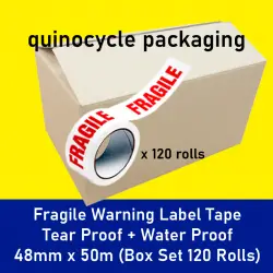 Fragile Tape 48mm x 50m (120 Rolls) Box Set - Quinocycle