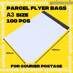 Flyer A3 Size With Pocket (White) Courier Mailer Bag - 100 PCS - Quinocycle