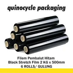 Black Stretch Film 500mm x 2kg x 6 Rolls - Quinocycle