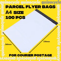 Flyer A4 Size With Pocket (White) Courier Mailer Bag - 100 PCS - Quinocycle