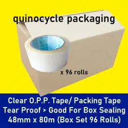 Clear OPP Tape 48mm x 80m (96 Rolls) Box Set - Quinocycle